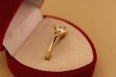 Zlatý prsteň - Soliter - Číry zirkón - Žlté zlato - 14k