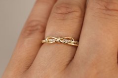 Prsteň-Mašľa-Číre kamienky-Žlté zlato-14k