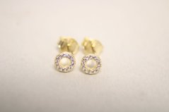 Náušnice -tvar kruhu-číry zirkón-puzetky-pozlátené striebro