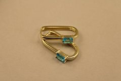 Náušnice - oválne - modrý zirkón - pozlátené striebro