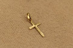 Zlatý prívesok-gravírovaný krížik-žlté zlato-14 karátov