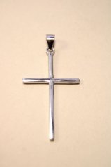 Strieborný hladký prívesok krížik, rhodium, 1,29 g, 925/1000