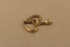 Prívesok- prepletené srdcia- číre zirkóny - žlté zlato- 14 karátov