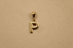 Prívesok - písmeno P - žlté zlato - 14 karátov
