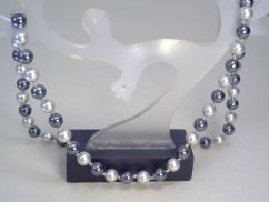 Náhrdelník- šedé a čierne sladkovodné perly- striebro