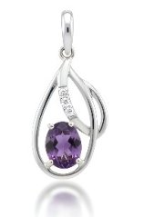 Prívesok- Ametyst-číre zirkóny-rhodium-striebro