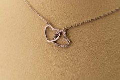 Zlatá celebritka - Dve srdcia - Zirkón - Biele zlato - 14k