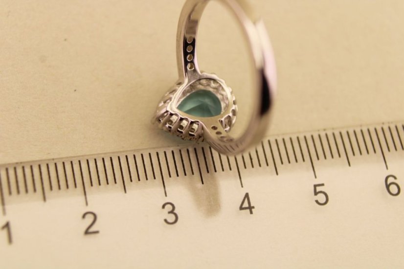 Strieborný prsteň slza - Modrý zirkón - 925 - rhodium