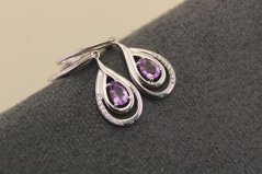 Náušnice - Ametyst - Klasický patent - Striebro - 925/1000