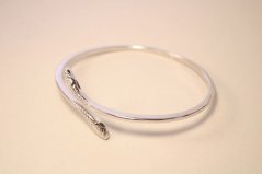 Strieborný pevný náramok v tvare hada, rhodium, 17 cm ,10,95 g, 925/1000