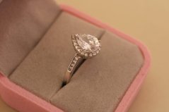 Strieborný prsteň slza - Číry zirkón - 925 - rhodium