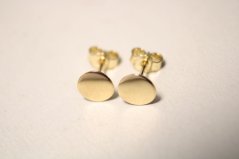 Zlaté geometické okrúhle naušnice zo žltého zlata s hladkým povrchom, žlté zlato, napichovačky,0,90g, 14 karátov, 585/1000