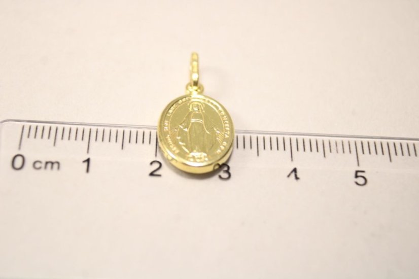 Pozlatený strieborný prívesok medailón s Pannou Máriou 2,26g, 925/1000 - Materiál: Pozlátené striebro, Váha (g): 2,26, Rýdzosť: STRIEBRO 925/1000