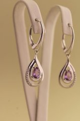 Náušnice - Ametyst - Klasický patent - Striebro - 925/1000