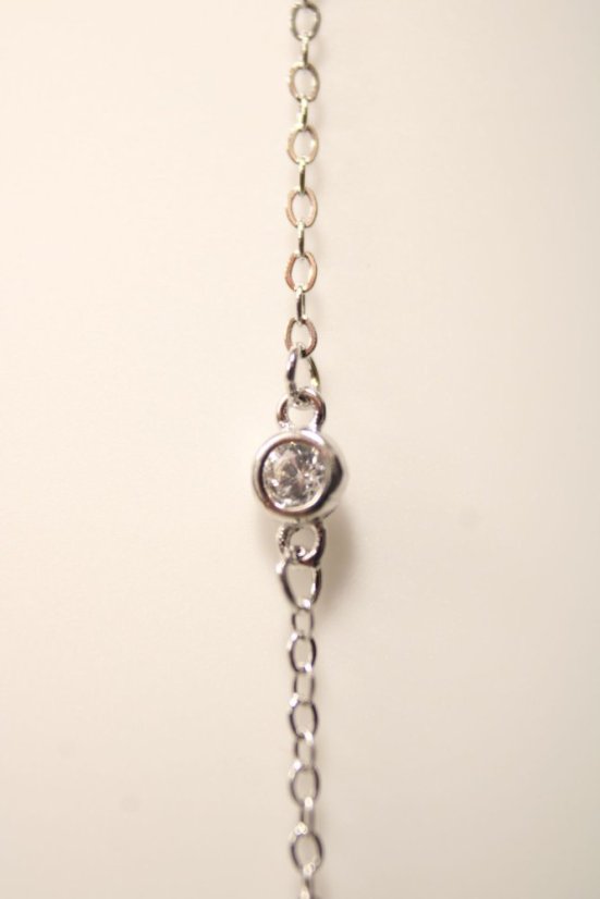 Strieborný náhrdelník so zirkónmi, rhodium, 43-48 cm, 2,58 g, 925/1000