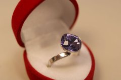 Prsteň-fialový swarovski crystals-rhodiované striebro
