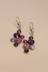 Náušnice-strapec hrozna-fialové swarovski crystals-rhodiované striebro