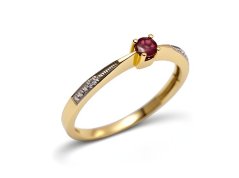 Prsteň- diamanty- rubín- viacfarebné zlato- 14 karátov