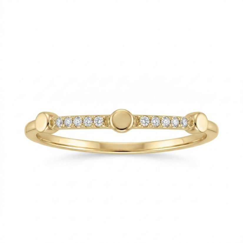 Prsteň- diamanty- 0,04 ct- H/Si2- žlté zlato- 14 karátov