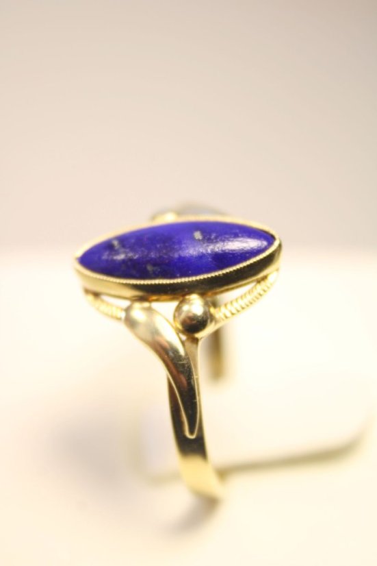 Zlatý prsteň s Lapis Lazuli žlté zlato, veľkosť 60, 2,65 g, 14 karátov, 585/1000