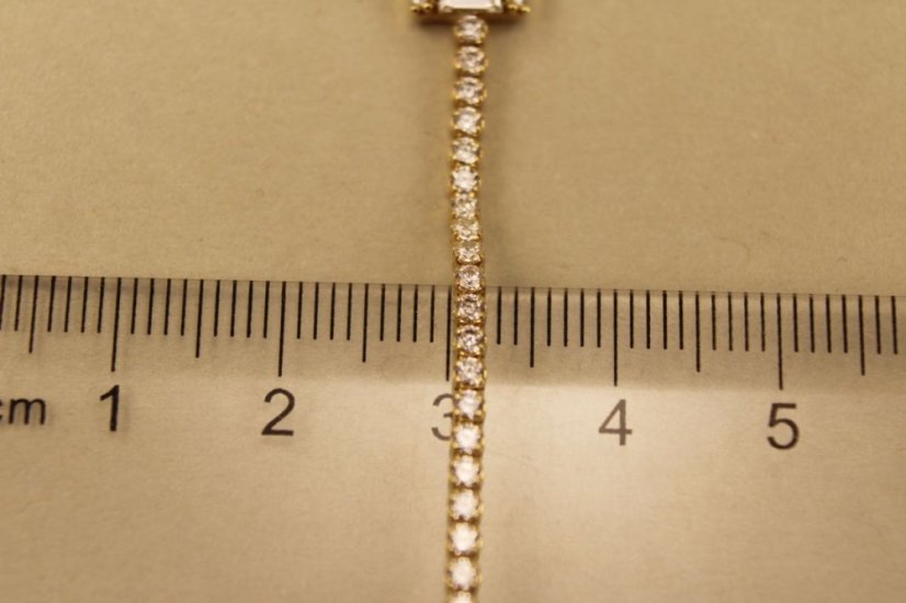 Zlatý náramok, žlté zlato, číre zirkóny 17-19cm 3,52g 14k 585/1000
