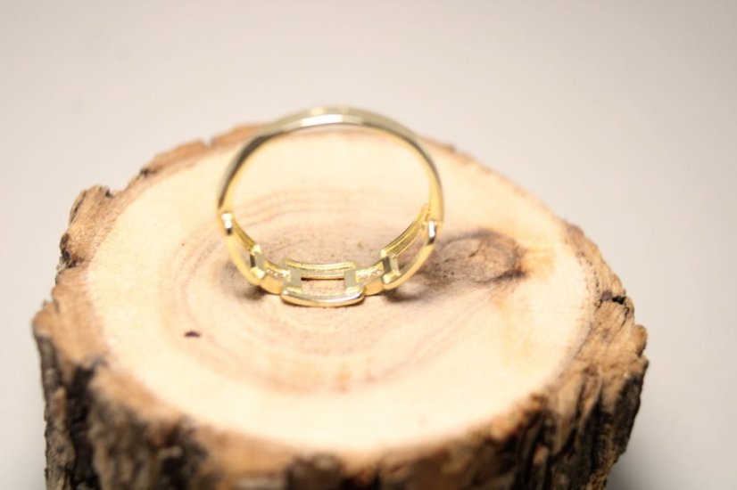 Prsteň-retiazkový vzor-žlté zlato- číre zirkóny-14 karátov