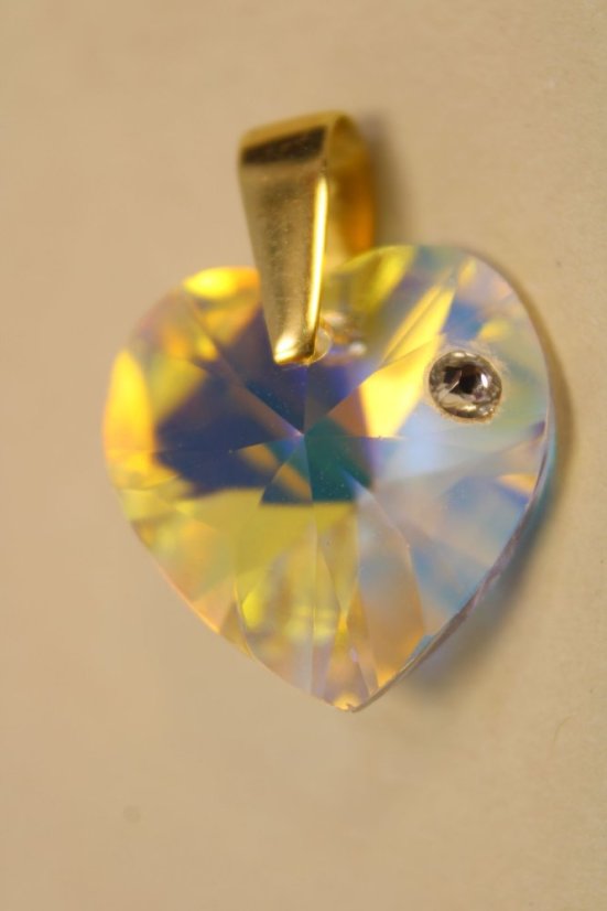 Prívesok- srdiečko- CRYSTAL SWAROVSKI-žlté zlato-zirkón-14 karátov
