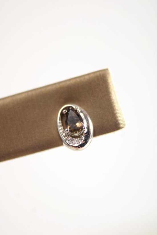 Naušnice- prírodný kremeň- číre zirkóny- puzetky- rhódiované striebro