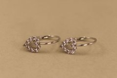 Náušnice- srdiečka- číry zirkón- patent- biele zlato- 14 karátov