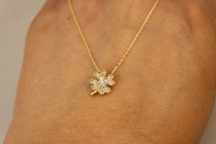Celebritka-Štvorlístok-Číre zirkóny-Žlté zlato-14k