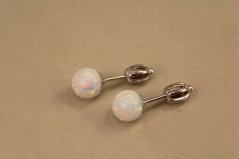 Náušnice- opálová gulička- šrubovačky- rhódiované striebro
