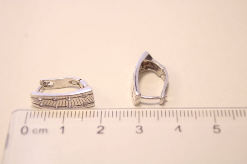 Náušnice z bieleho zlata obdĺžnik s čírymi zirkónmi, francúzsky patent, 3,36 g, 14K 585/1000