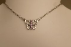 Retiazka- celebritka- motýľ- rúžové zirkóny- rhódiované striebro