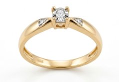 Prsteň- diamant 0,03ct- rúžové zlato- 14 karátov