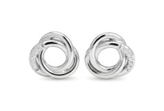 Zlaté náušnice - diamanty 0,02 ct -  G-H/Si - biele zlato - šrúbky - 14K