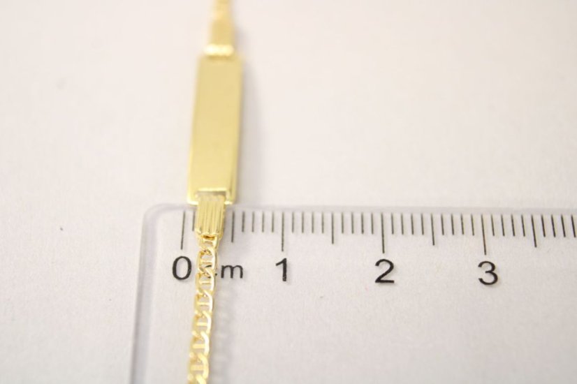 Zlatý náramok Marina Gucci s platničkou, žlté zlato, 13-15 cm, 1,50 g, 14 karátov 585/1000