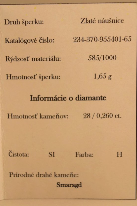 Náušnice - Smaragd - číre diamanty 0,260 ct - SI/H - biele zlato - 14 karátov
