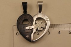 Dvojprívesok- srdce- I LOVE YOU- zirkón- chirurgická oceľ