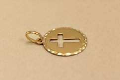 Prívesok-kríž v kruhu-žlté zlato-14K