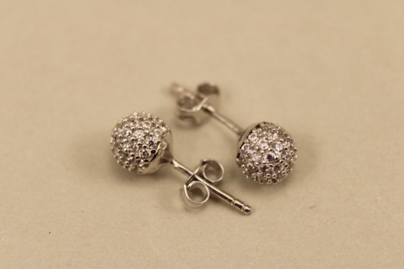 Náušnice-biele zlato-číre zirkóny-14 karátov