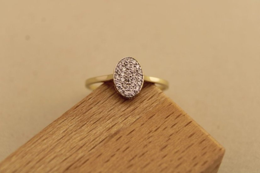 Prsteň- diamanty-H/Si2- žlté zlato- 14 karátov