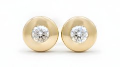 Zlaté náušnice-okrúhle brilianty 0,10 ct G-H/SI-žlté zlato- šrúbky-14K