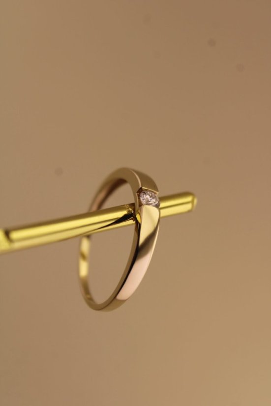 Prsteň- briliant- H/Si2- žlté zlato- 14 karátov