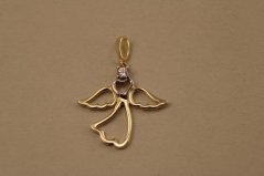 Prívesok- anjel- zirkón- viacfarebné zlato- 14K