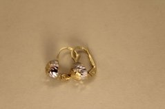 Náušnice - gravírovaná guľôčka - patent - viacfarebné zlato -14K