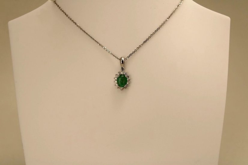 Celebritka - Smaragd - diamanty 0,120 ct - SI/H -biele zlato - 14 karátov
