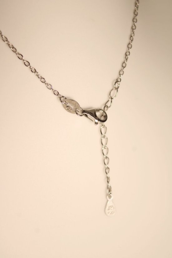 Strieborná celebritka s príveskom ďatelinka, tyrkys, rhodium, 42-46 cm, 2,67 g, 925/1000