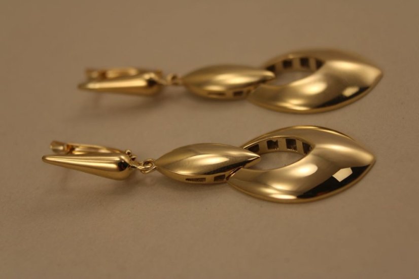 Náušnice-visiace-lesklé-francúzsky patent-žlté zlato-14 karátov
