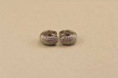 Náušnice- kruhy- číre kamienky- kĺb- rhódiované striebro