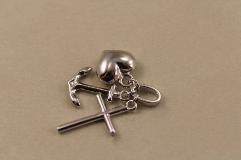 Prívesok- srdce- kotva- kríž- rhódiované striebro